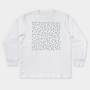 Memphis Pattern - green+black Kids Long Sleeve T-Shirt